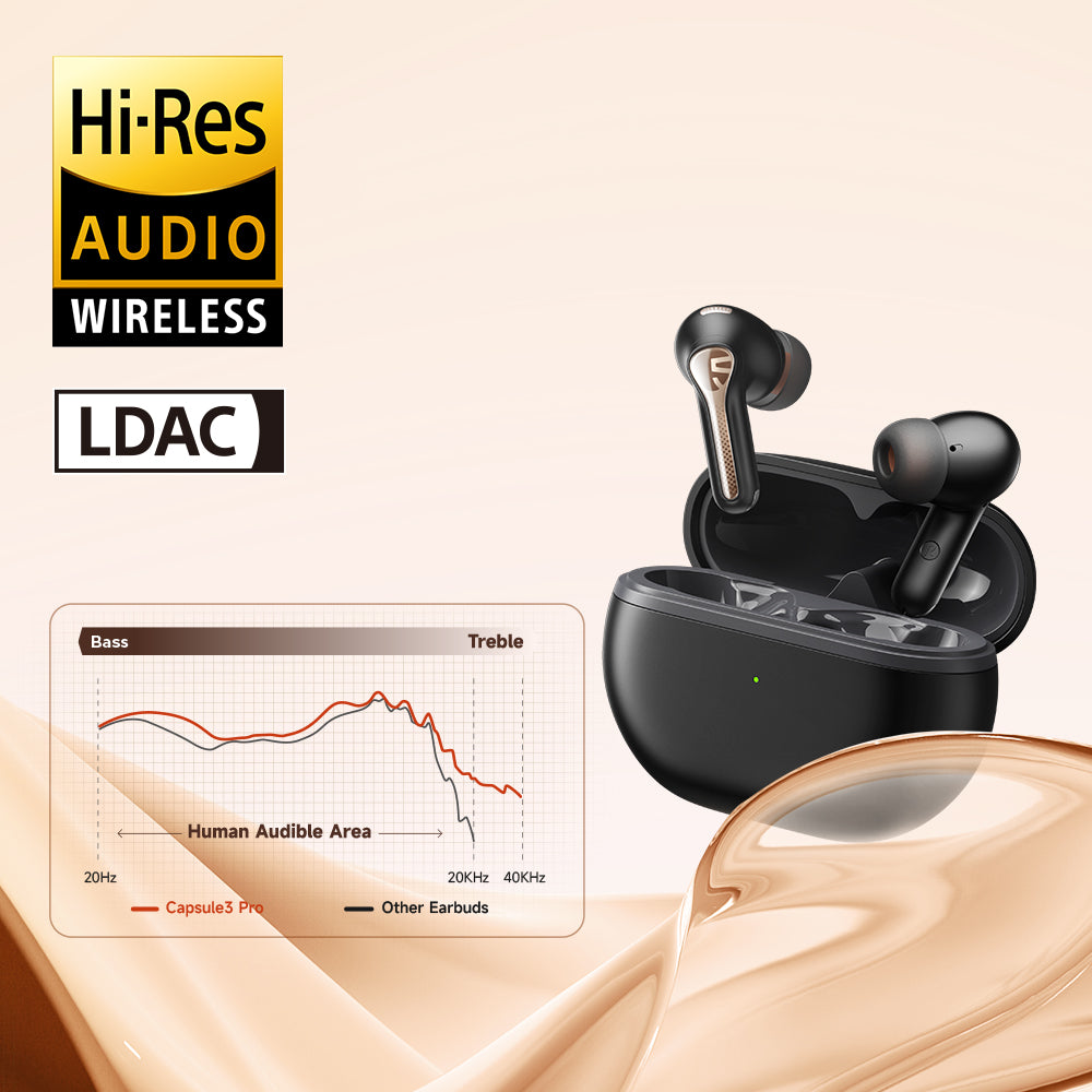 SoundPEATS Capsule3 Pro - Auriculares híbridos con cancelación activa de  ruido de 43 dB, Bluetooth 5.3 de alta resolución con LDAC, 6 micrófonos  para