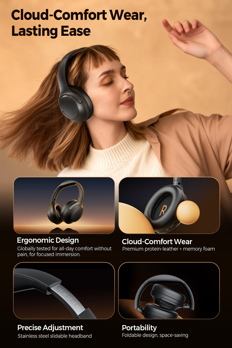 Cove Pro Over-Ear Headphones – 56dB Adaptive ANC Headphones with 95H P ...