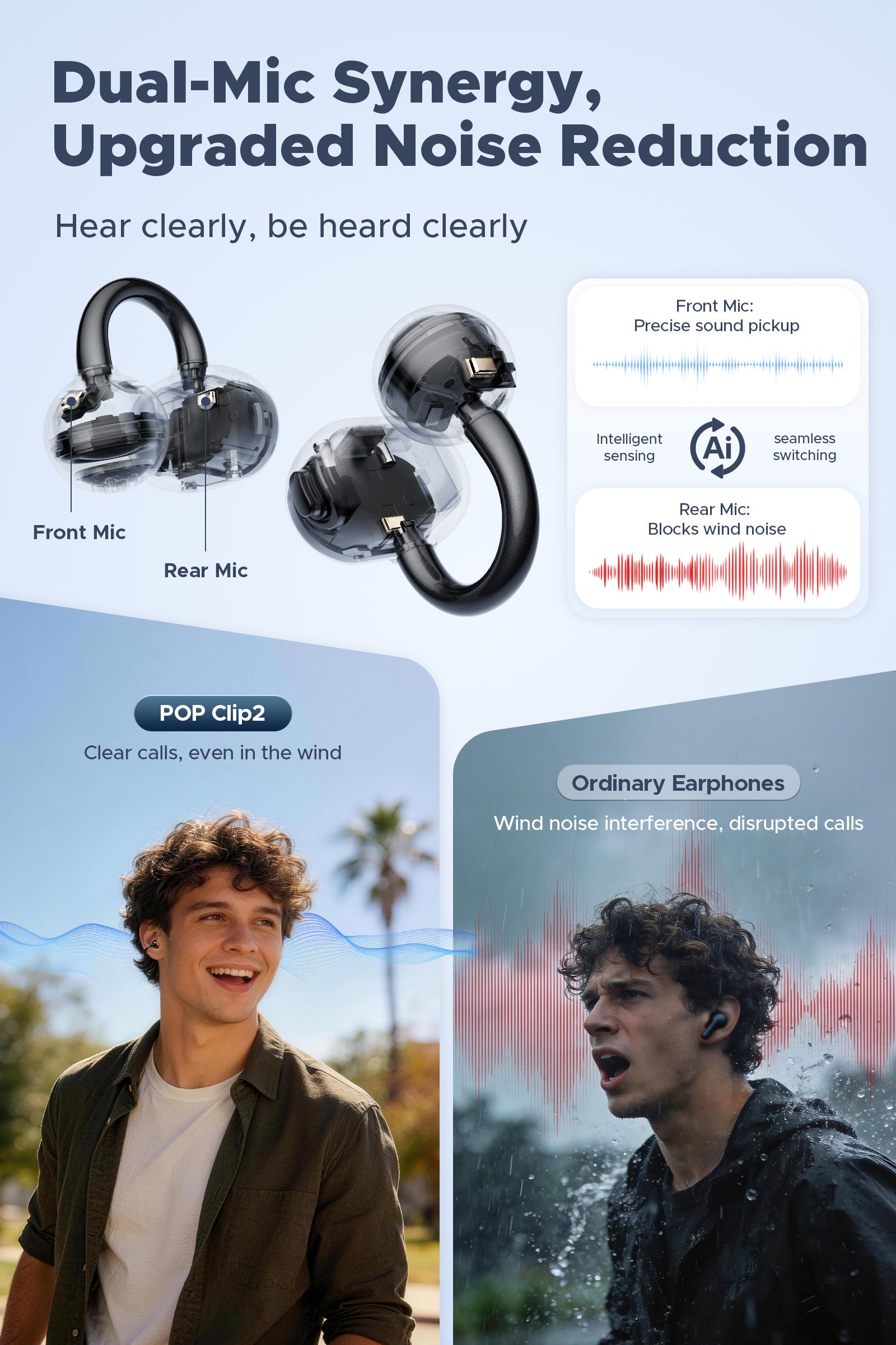 UU2 (POP Clip2) Clip-on Earbuds | Open-Ear Bass – SOUNDPEATS