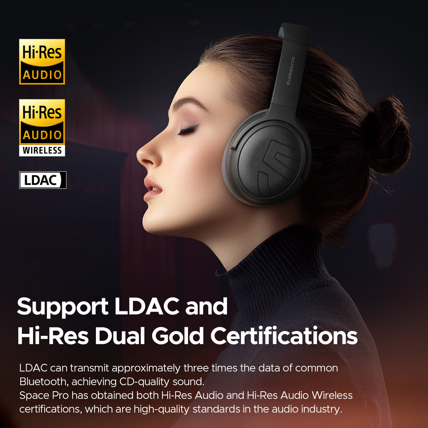 Space Pro Hi-Res Audio with LDAC and -47dB Hybrid ANC – SOUNDPEATS