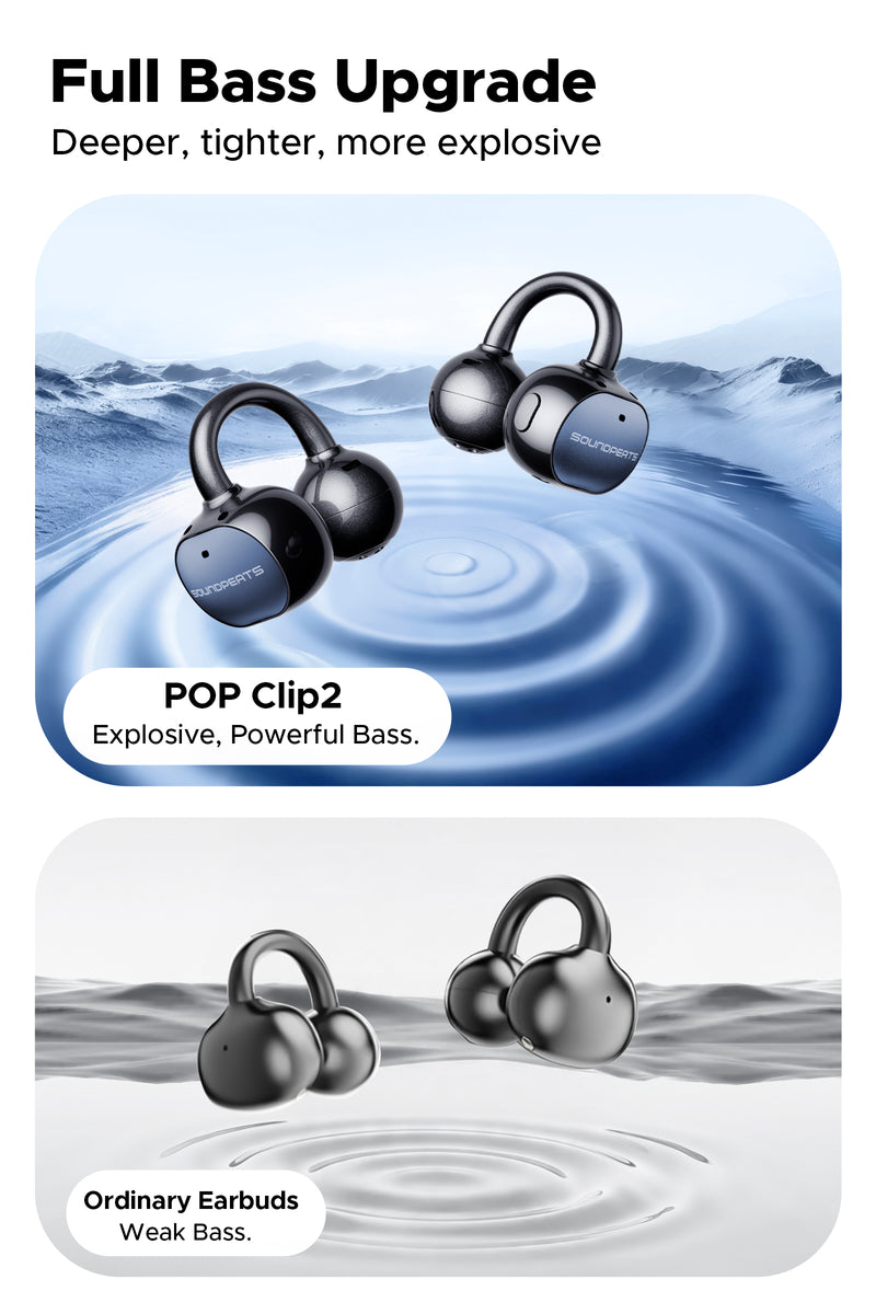 SOUNDPEATS POP Clip2 ワイヤレスイヤホン UU2 (POP Clip2) Clip-on Earbuds | Open-Ear Bass – SOUNDPEATS