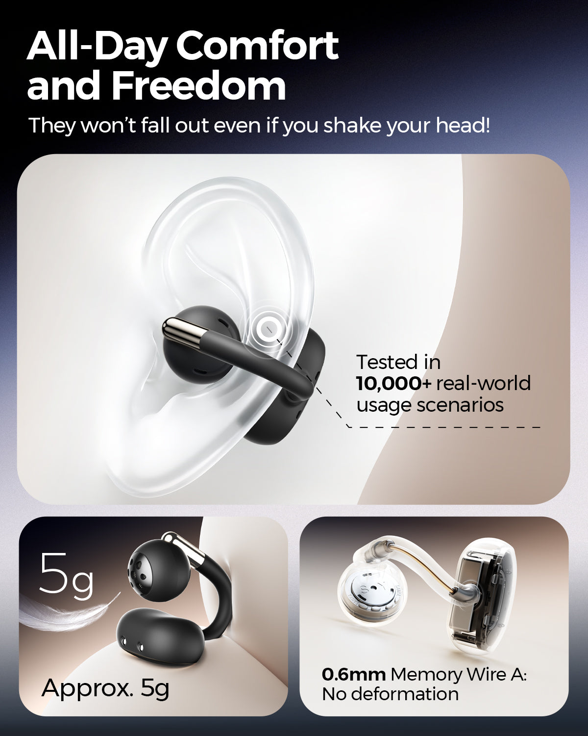 Clip1 Open-Ear Clip-On Earphones — Feather-Light Comfort, Deep