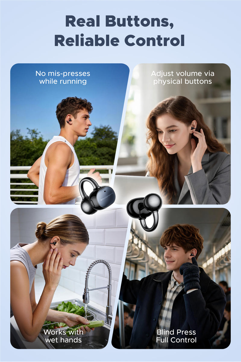 UU2 (POP Clip2) Clip-on Earbuds | Open-Ear Bass – SOUNDPEATS