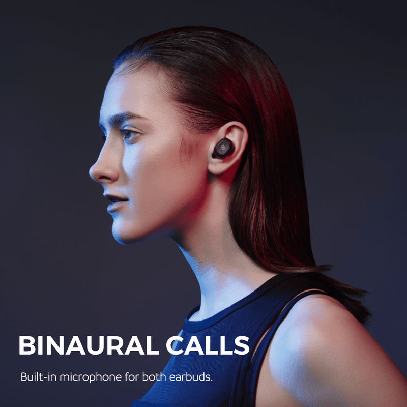 SoundPEATS True Wireless Earbuds 5.0 Bluetooth Headphones in-Ear Stereo Wireless Earphones with Microphone Binaural Calls, One-Step Pairing, Total